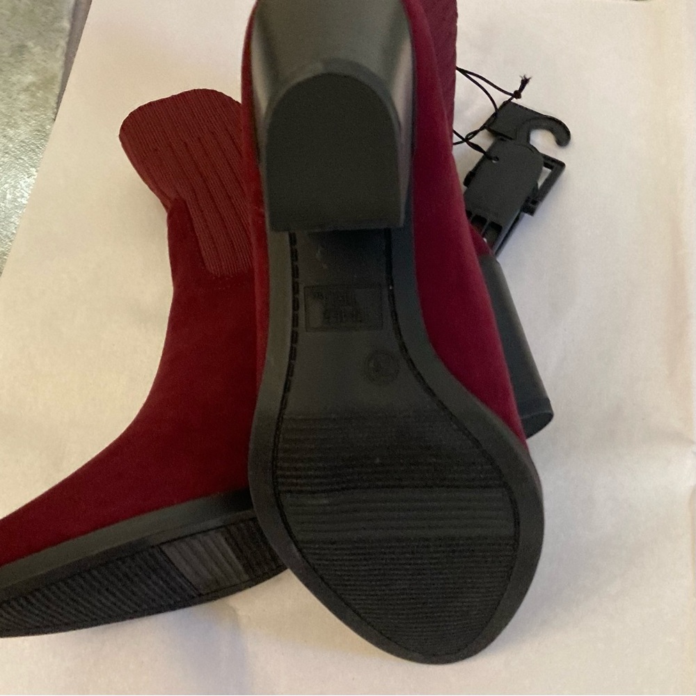 NWT Burgundy Microsuede Boots - Picture 9 of 14
